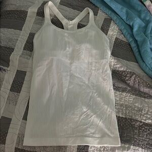 Lululemon Athletica White Ribbed Tank Top